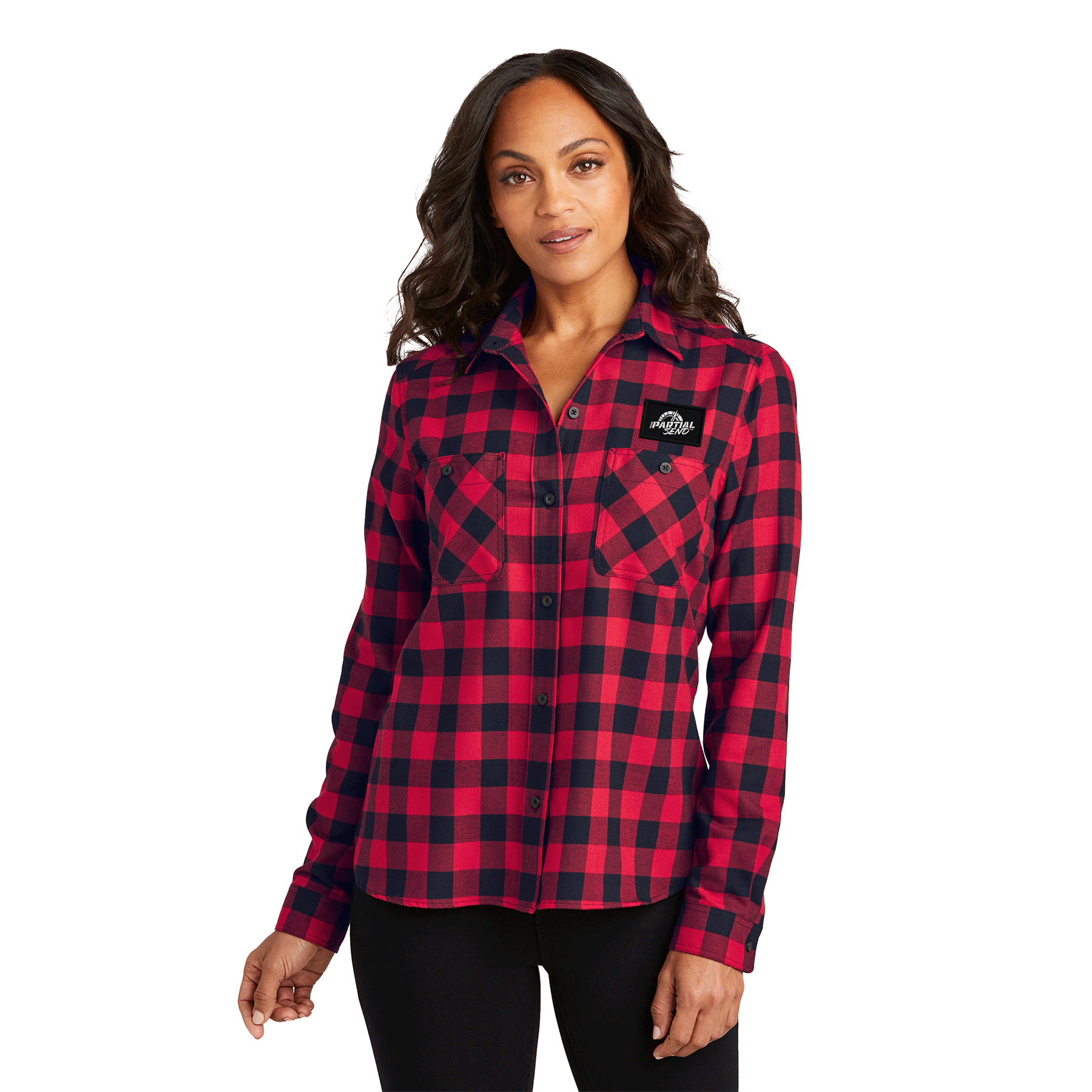 ladies red plaid flannel shirt